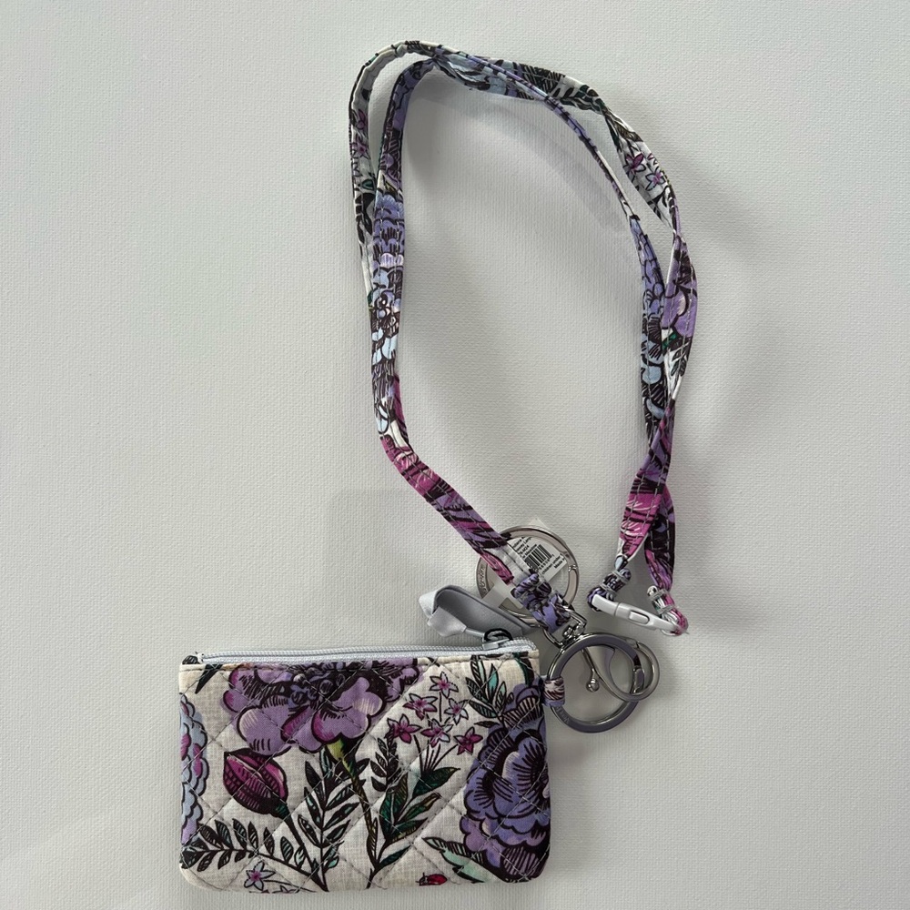 Vera Bradley Purple and Black Floral Keychain - Picture 3 of 4